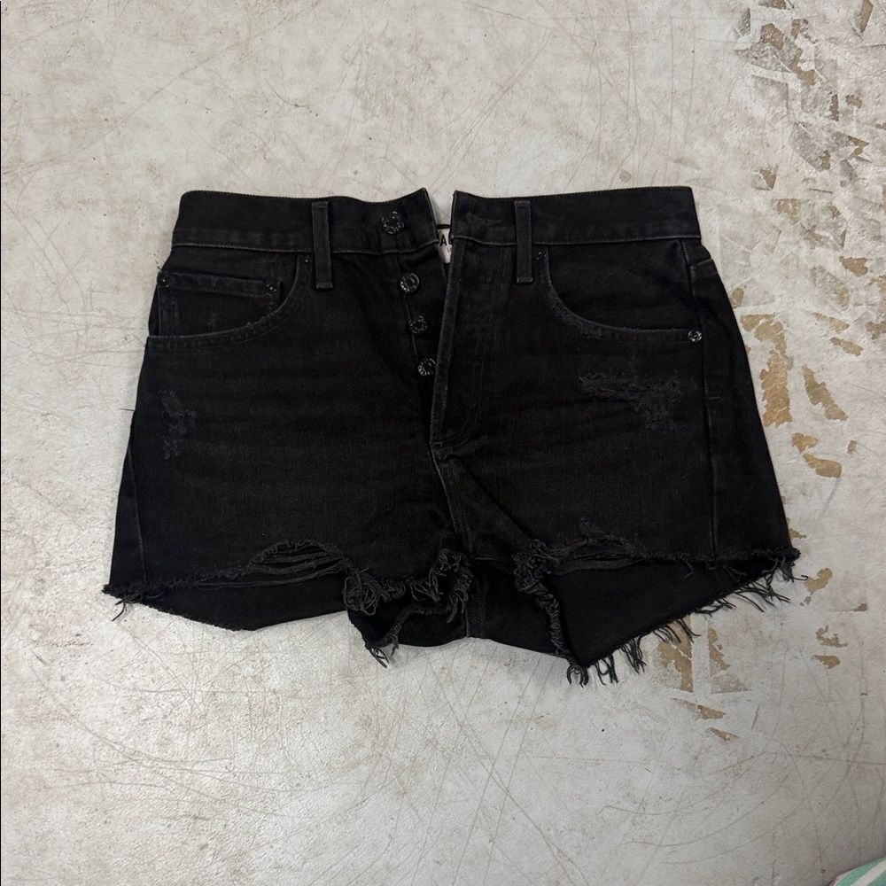 AGOLDE Denim Black Frayed Jean Shorts Dark - Size 25 WORN ONCE